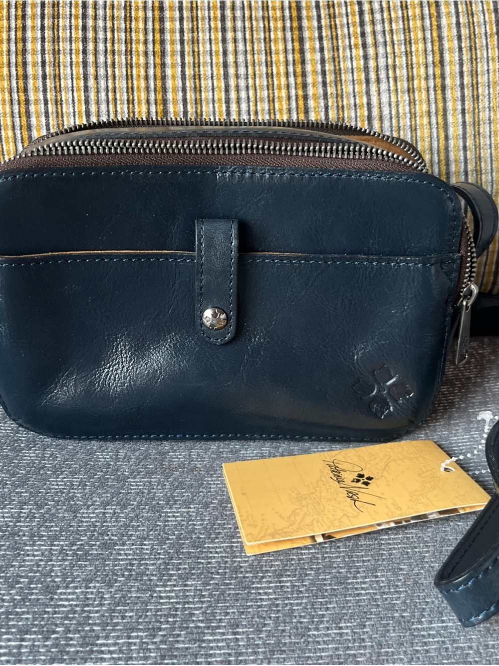 Patricia Nash Alessa Distressed Leather Crossbody Bag-Lapis Blue-NWT